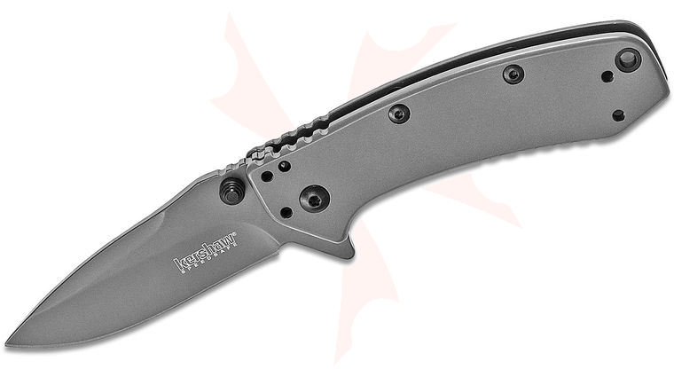 Kershaw 1555Ti Cryo Assisted Flipper Knife 2.75 inch Gray Plain Blade and Stainless Steel Handles