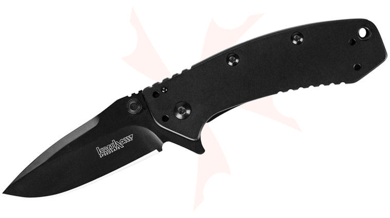 Kershaw 1556BLK Cryo II Assisted Flipper 3-1/4 inch Black Plain Blade, Rick Hinderer Framelock Design