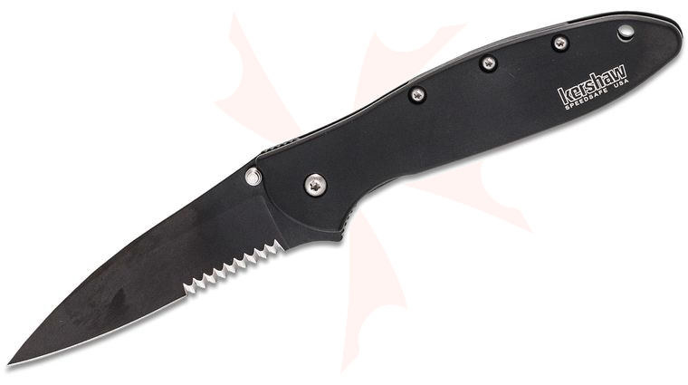 Kershaw 1660CKTST Ken Onion Leek Assisted Flipper Knife 3 inch Black Combo Blade, Stainless Steel Handles