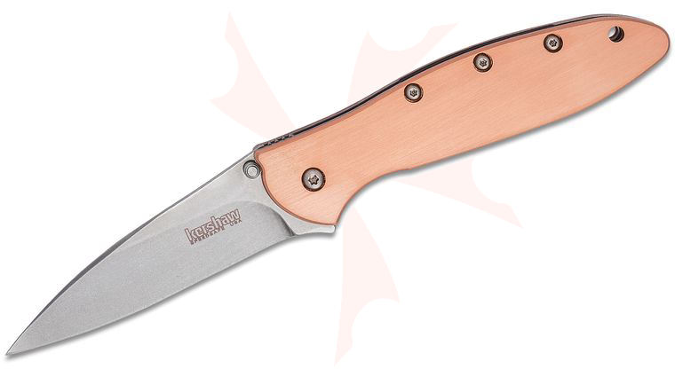 Kershaw 1660CU Ken Onion Leek Assisted Flipper Knife 3 inch CPM-154 Stonewashed Blade, Copper Handles