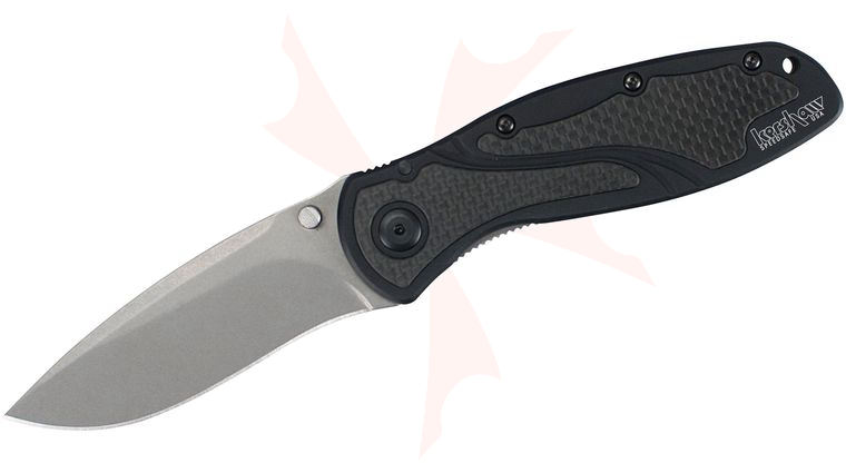 Kershaw 1670CF154 Ken Onion Blur Assisted 3-3/8 inch Stonewashed 154CM Blade, Carbon Fiber and Aluminum Handles