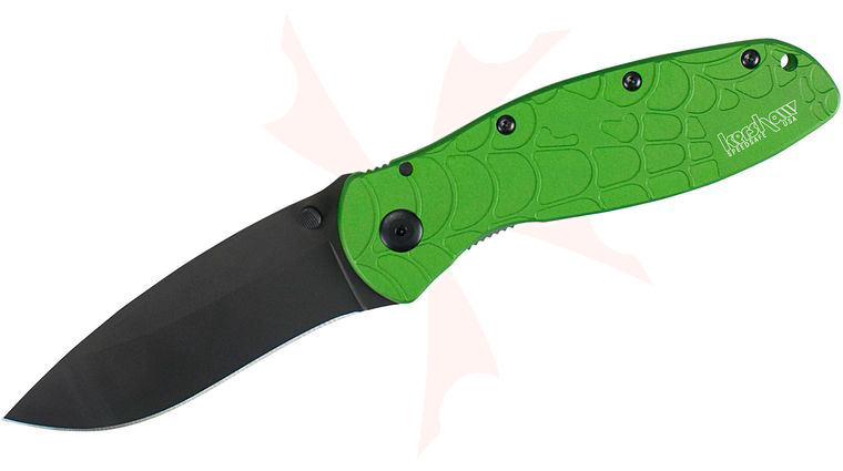 Kershaw 1670SPGRN Ken Onion Blur Assisted 3-3/8 inch Black 154CM Blade, Green Spider Web Aluminum Handles