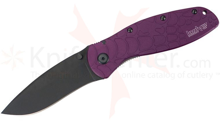 Kershaw 1670SPPR Ken Onion Blur Assisted 3-3/8 inch Black 154CM Blade, Purple Spider Web Aluminum Handles