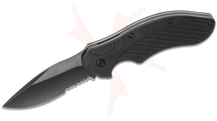 Kershaw 1605CKTST Clash Assisted Flipper Knife 3 inch Black Combo Blade, Black Polyimide Handles