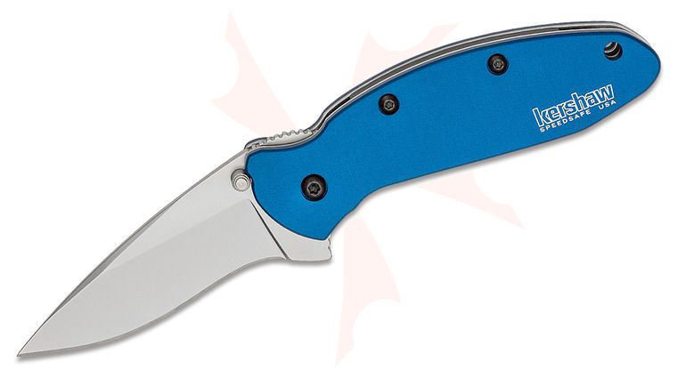 Kershaw 1620NB Ken Onion Scallion Assisted Flipper Knife 2.25 inch Bead Blast Plain Blade, Navy Blue Aluminum Handles