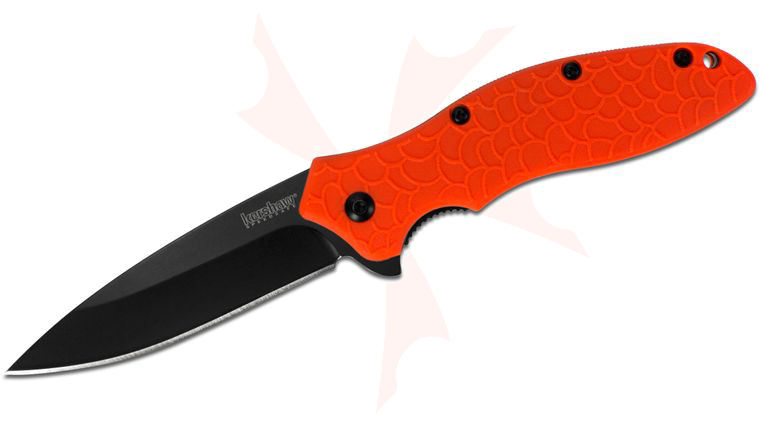Kershaw 1830ORBLK Oso Sweet Assisted Flipper 3.1 inch Black Plain Blade, Orange GFN Handles, KnifeCenter Exclusive