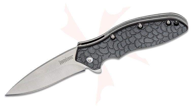 Kershaw 1830 Oso Sweet Assisted Flipper Knife 3.1 inch Satin Plain Blade, Black GFN Handles