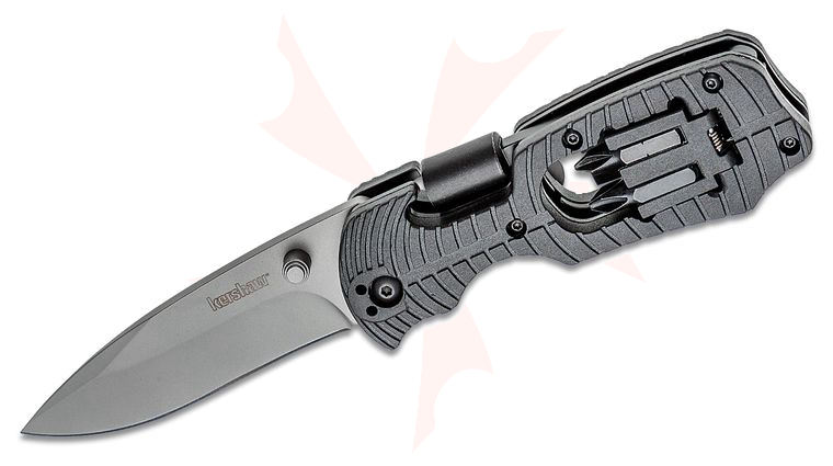 Kershaw 1920 Select Fire Multi-Function Folding Knife 3-3/8 inch Bead Blast Plain Blade, GRN Handles