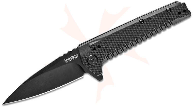Kershaw 1935 Fatback Assisted Flipper Knife 3.5 inch Black Spear Point Blade, Black Zytel Handles