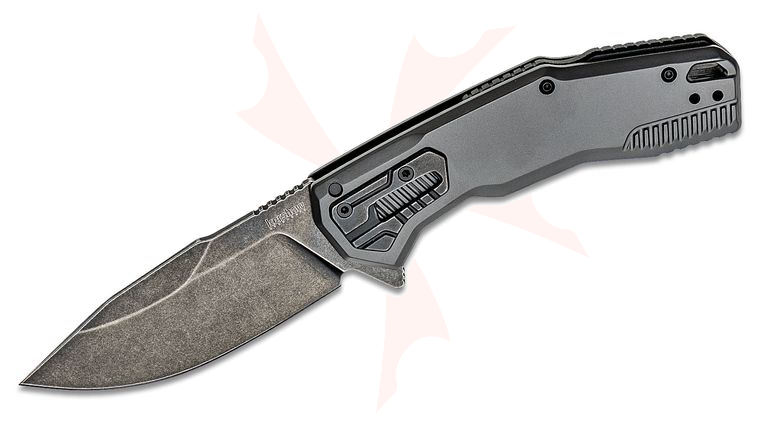 Kershaw 2061 Cannonball Assisted Flipper Knife 3.5 inch D2 BlackWashed Plain Blade, Gray PVD Stainless Steel Handles
