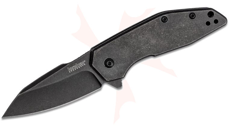 Kershaw 2065 Gravel Assisted Flipper Knife 2.5 inch BlackWashed Reverse Tanto Blade and Stainless Steel Handles