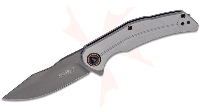 Kershaw 2070 Believer Assisted Flipper Knife 3.25 inch Gray PVD Clip Point Blade, Stainless Steel Handles