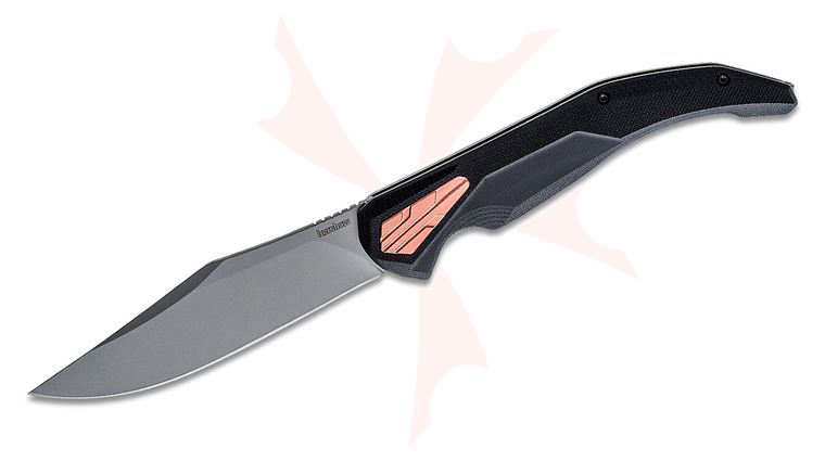 Kershaw 2076 Strata KVT Flipper Knife 4.5 inch D2 Bead Blasted Clip Point Blade, Black G10 and Stainless Steel Handles
