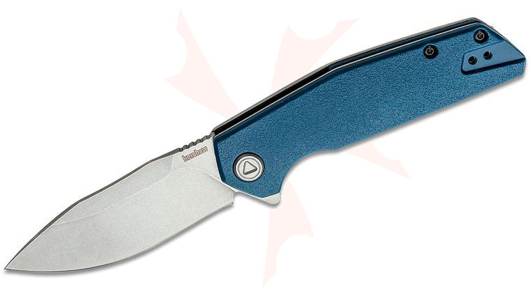 Kershaw 2036 Lucid Assisted Flipper Knife 3.2 inch Stonewashed Clip Point Blade, Blue GFN and Stainless Steel Handles