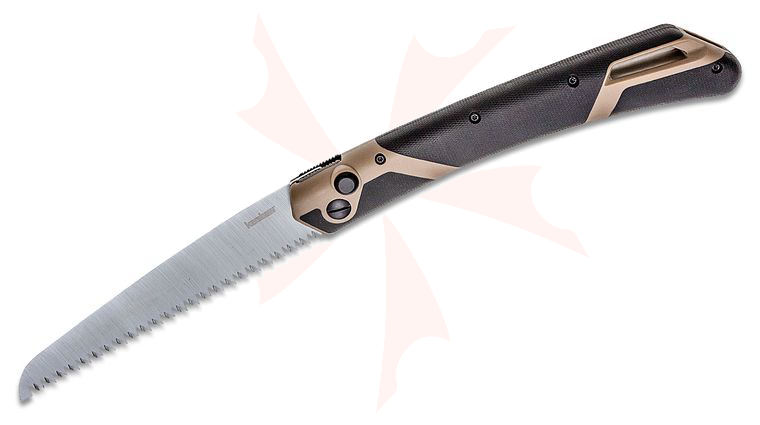 Kershaw 2556 Taskmaster 2 Folding Saw 7 inch Nickel Plated Serrated Blade, Tan GFN Handles