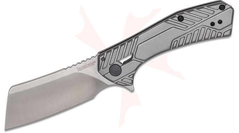 Kershaw 3445 Static KVT Flipper Knife 2.8 inch Satin Cleaver Blade, Gray PVD Stainless Steel Handles