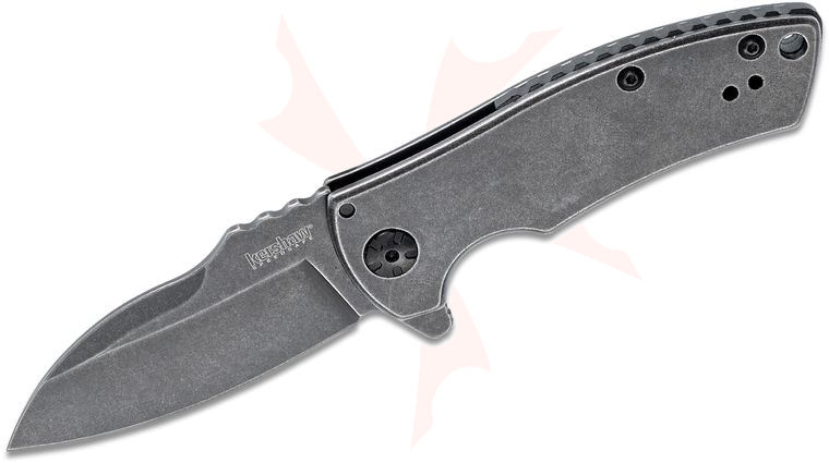 Kershaw 3450BW Les George Spline Assisted Flipper 2.9 inch Blackwashed Blade and Stainless Steel Handles