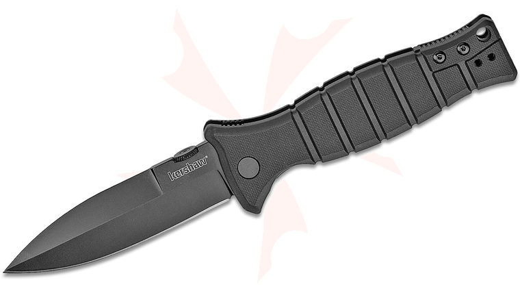 Kershaw 3425 Les George XCOM Folding Knife 3.6 inch Black Oxide Blade, Black GFN Handles