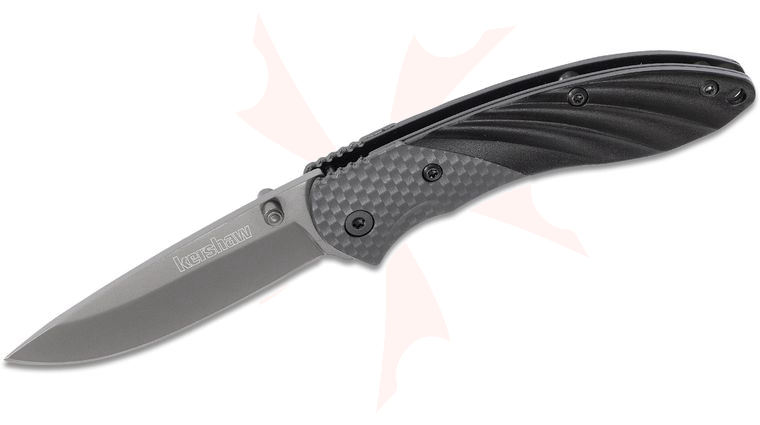 Kershaw 3700 Kurai Folding Knife 2.5 inch Plain Blade, Carbon Fiber/Aluminum Handles