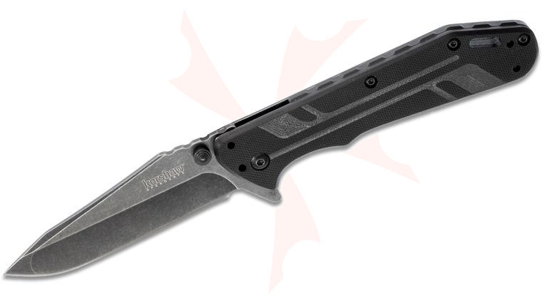 Kershaw 3880BW Thermite Assisted Flipper Knife 3.5 inch Blackwash Plain Blade, G10 and Steel Handles