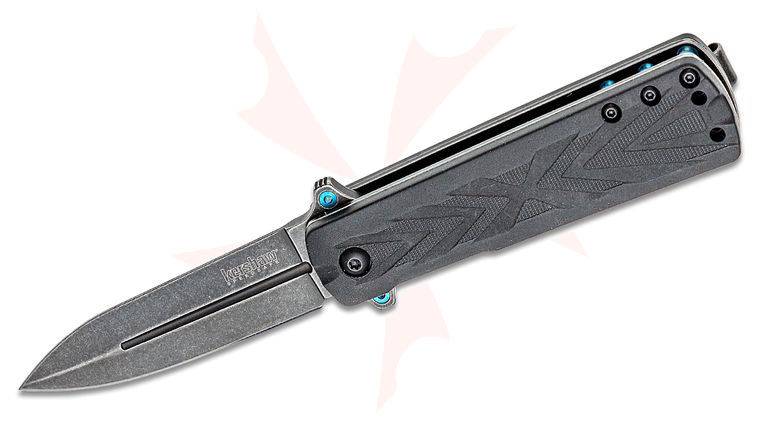 Kershaw 3960 Barstow Assisted Flipper 3 inch BlackWash Spear Point Blade, GFN Handles