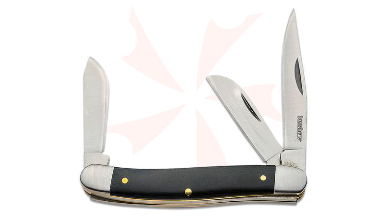 Kershaw 4382 Brandywine 3-Blade Slipjoint Folding Knife, Polished Black G10 Handles with Stainless Steel Bolsters