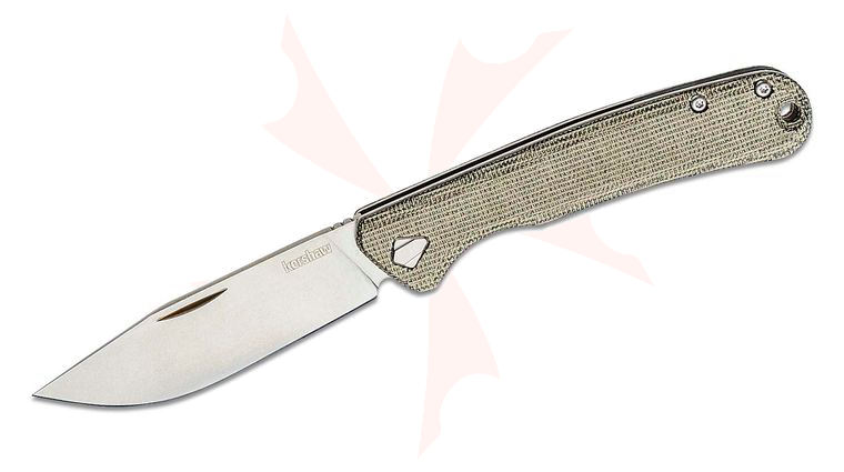 Kershaw 4320 Federalist USA-Made Double Detent Slipjoint Folding Knife 3.25 inch CPM-154 Stonewashed Clip Point Blade, Green Canvas Micarta Handles