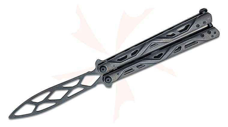 Kershaw 4950TR Balanza Trainer KVT Balisong Butterfly Knife 4.3 inch BlackWashed Dull Blade, BlackWashed Stainless Steel Handles