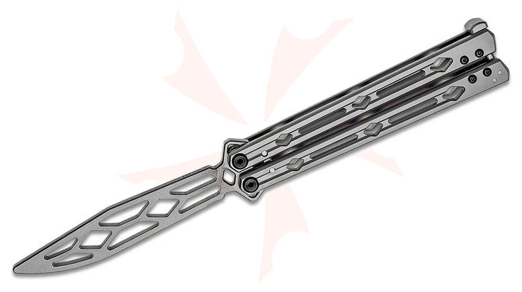 Kershaw 5150TR Lucha Trainer Balisong Butterfly Knife 4.6 inch Stonewashed Sandvik 14C28N Dull Blade, Bead Blasted Stainless Steel Handles
