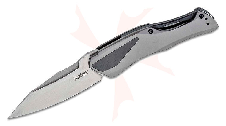 Kershaw 5500 Collateral KVT Assisted Flipper Knife 3.4 inch D2 Two-Tone Drop Point Blade, Stainless Steel Handles with Carbon Fiber Insert
