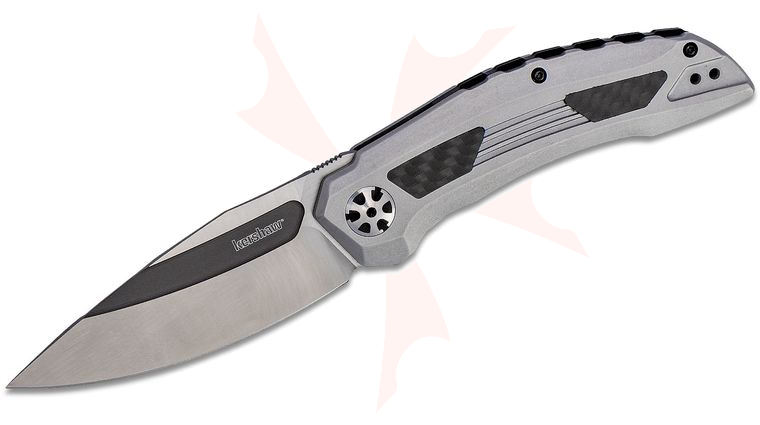 Kershaw 5510 Norad Flipper Knife 3.3 inch Two-Tone D2 Drop Point Blade, Stainless Steel Handles with Carbon Fiber Inserts