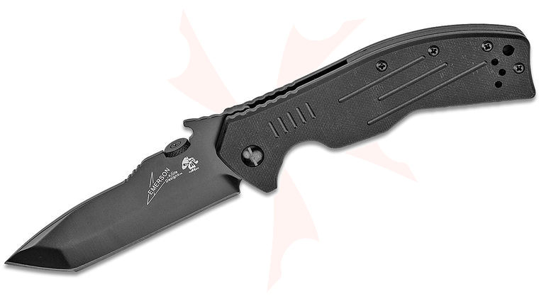 Kershaw Emerson 6044TBLK CQC-8K Folding Knife 3.5 inch Black Tanto Blade, Black G10 Handles