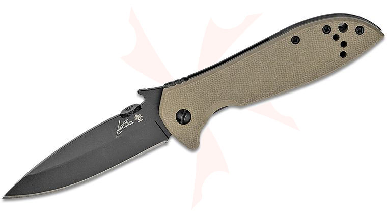 Kershaw Emerson 6054BRNBLK CQC-4K Folding Knife 3.25 inch Black Blade, Brown G10 and Stainless Steel Handle