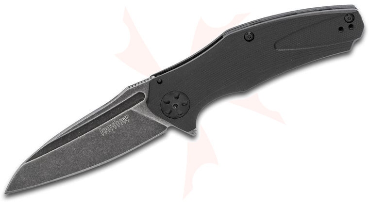 Kershaw 7007BLKBW Natrix Assisted Flipper Knife 3.25 inch BlackWashed Drop Point Blade, Black G10 Handles