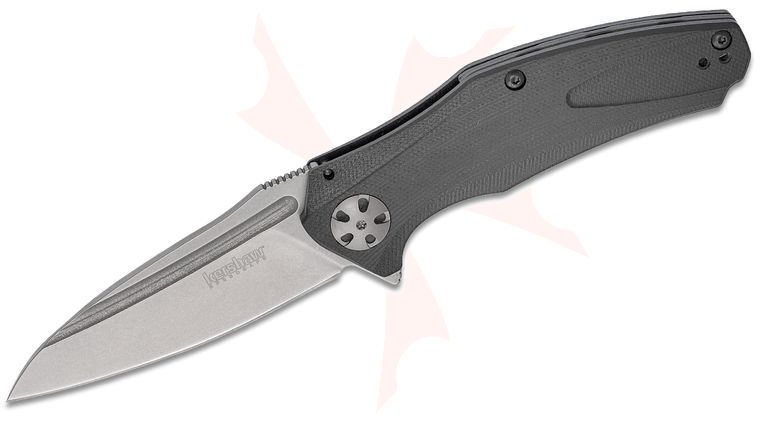 Kershaw 7007 Natrix Assisted Flipper Knife 3.25 inch Stonewashed Drop Point Blade, Black G10 Handles