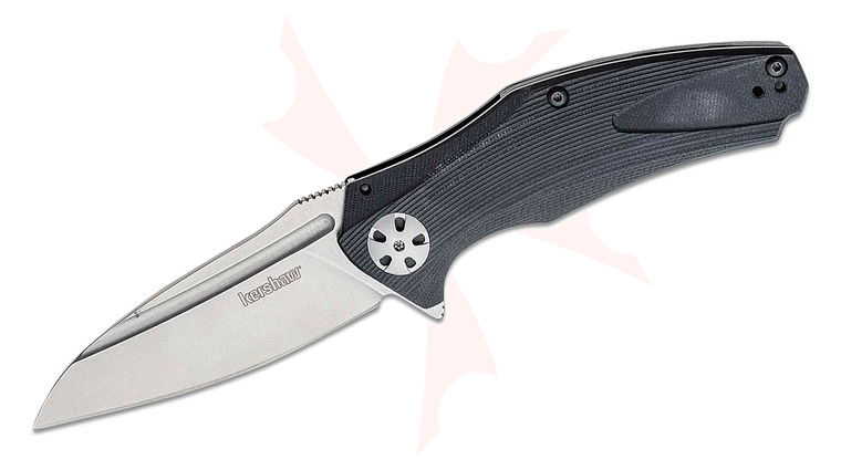 Kershaw 7007 Natrix KVT Flipper Knife 3.25 inch Stonewashed Drop Point Blade, Black G10 Handles