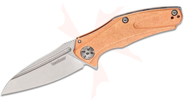 Kershaw 7006CU Natrix Flipper Knife 2.75 inch Stonewashed D2 Drop Point Blade, Copper Handles