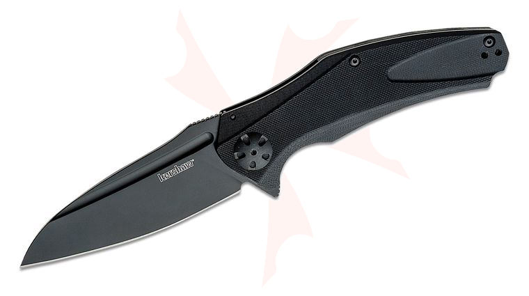 Kershaw Natrix XL Flipper Knife 3.75 inch Black Oxide Drop Point Blade, Black G10 Handles