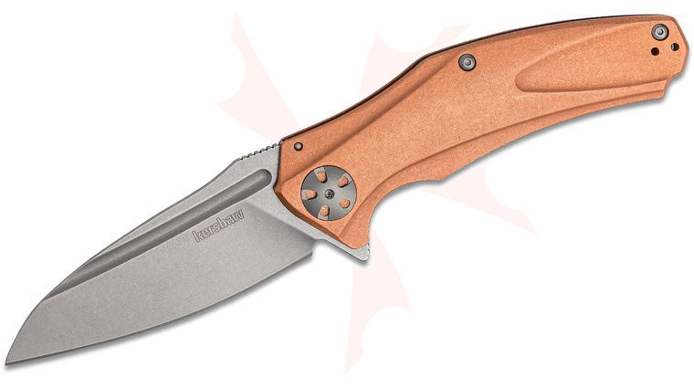 Kershaw 7008CU Natrix XL Flipper Knife 3.7 inch Stonewashed D2 Drop Point Blade, Copper Handles
