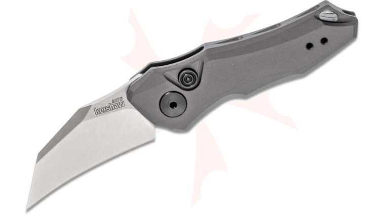 Kershaw 7350 Launch 10 AUTO Folding Knife 1.9 inch Stonewashed CPM-154 Hawkbill Blade, Dark Gray Anodized Aluminum Handles