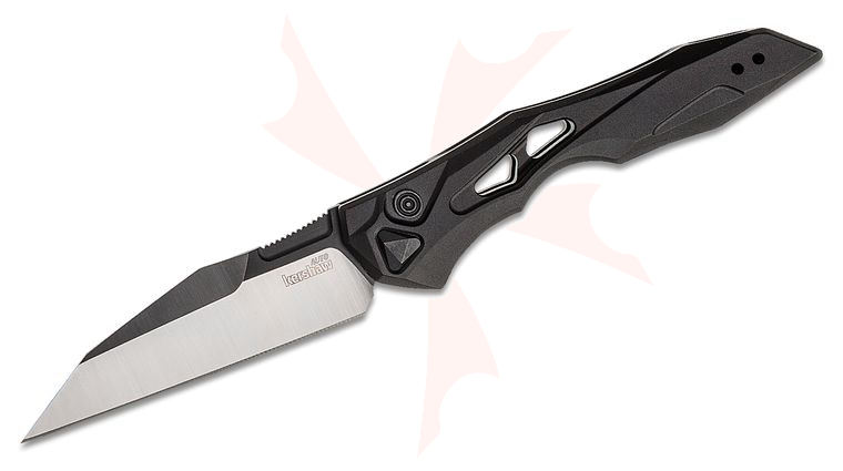 Kershaw 7650 Launch 13 AUTO Folding Knife 3.5 inch Two-Tone CPM-154 Wharncliffe Blade, Black Anodized Aluminum Handles