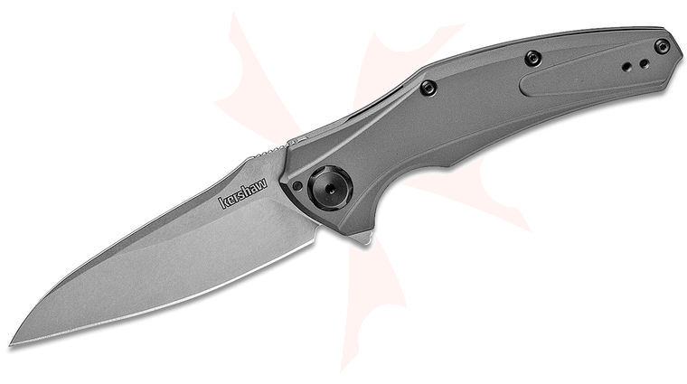 Kershaw 7777 Bareknuckle USA-Made Flipper Knife 3.5 inch 14C28N Drop Point Blade, Gray Aluminum Handles