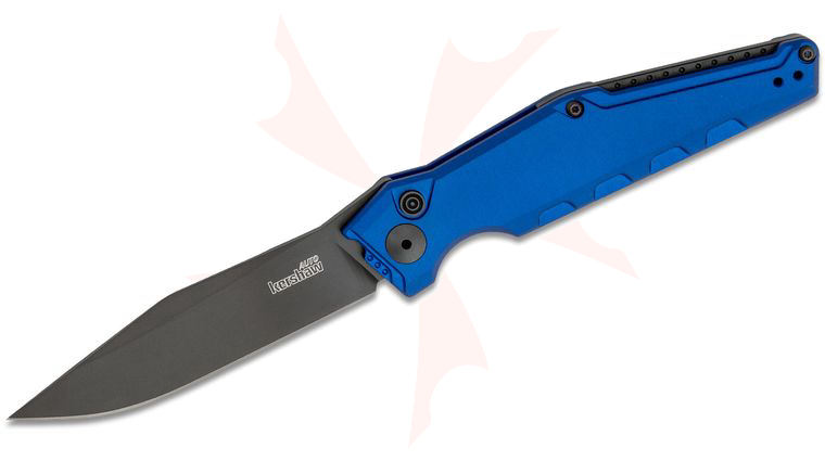 Kershaw 7900BLUBLK Launch 7 AUTO Folding Knife 3.75 inch Black CPM-154 Clip Point Blade, Blue Aluminum Handles - Tim Galyean Design