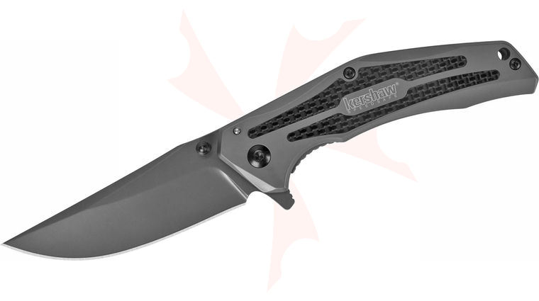 Kershaw 8300 DuoJet Assisted Flipper 3.25 inch Ti Carbo-Nitride Drop Point Blade and Stainless Steel Handles with Carbon Fiber Inserts