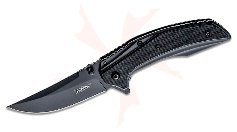 Kershaw 8320BLK Outright Assisted Flipper Knife 3 inch Black PVD Upswept Blade, Black G10 and Stainless Steel Handles