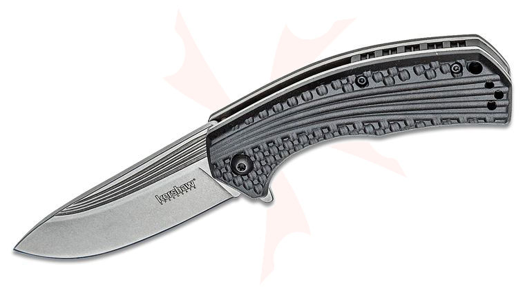 Kershaw 8600 Portal Assisted Flipper 3.3 inch Stonewashed Blade, Zytel Handles