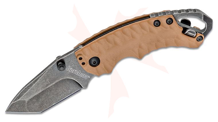 Kershaw 8750TANBW Shuffle II Multi- Function Folding Knife 2.25 inch Blackwash Plain Blade, Tan GFN Handles