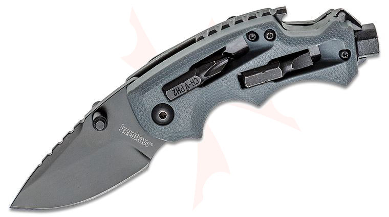 Kershaw KS8720 Shuffle II DIY Multi-Function Folding Knife 2.4 inch Black Drop Point Blade, GFN Handles