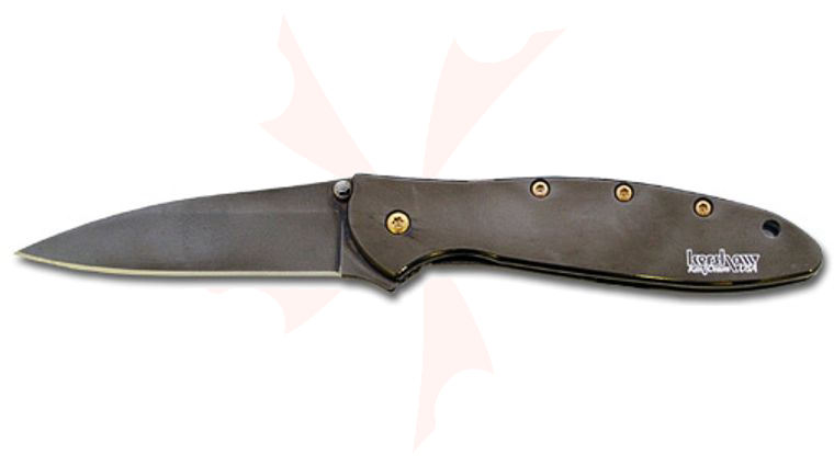 Kershaw Ken Onion Leek Black- Gold Plain Edge Assisted Opener 3