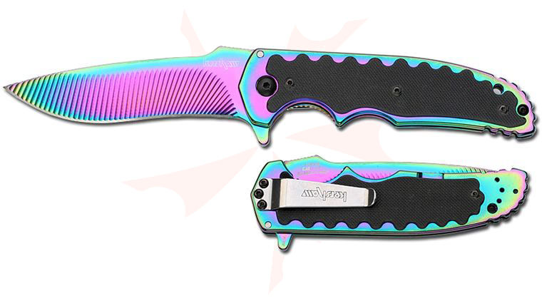 Kershaw Groove Folder with 3-1/2 inch Sandvik Rainbow Blade G-10 Handle
